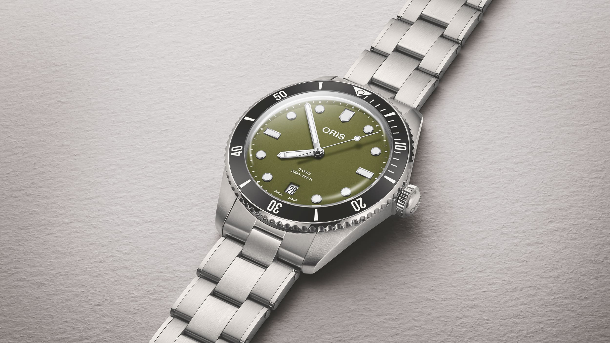 Oris Divers Date Collection Adds New Olive Green Dial | Teddy