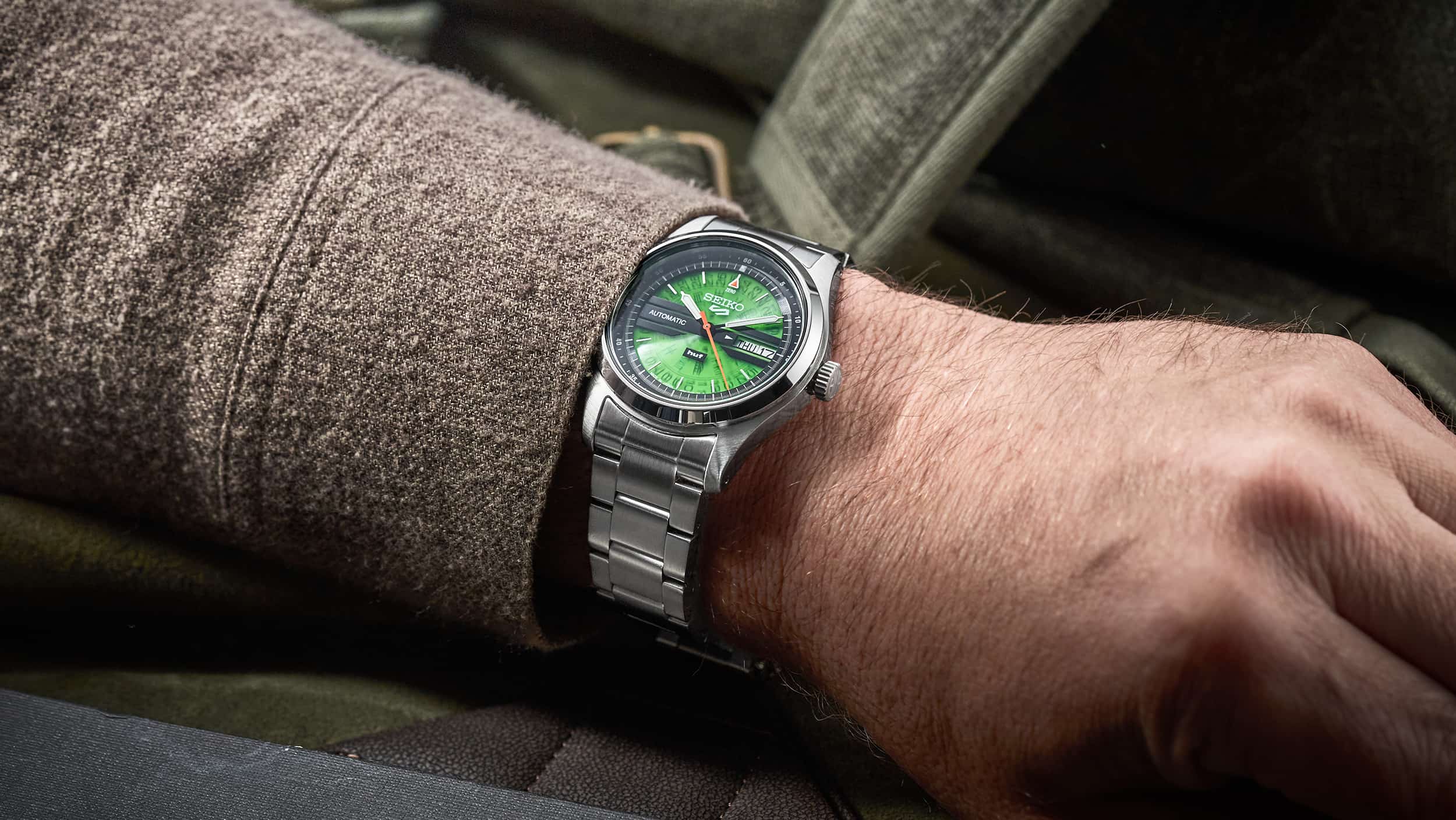 seiko green dial dress Analog Men's Watch-SUR449P1 Genuine Leather, Brown Strap meter water resistance and a screwdown exhibition caseback showcasing the 24 Seiko, Men's Watch, SNE529, Dark