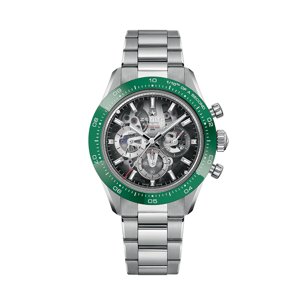 Chronomaster Sport Skeleton 41mm - Grey, Green Bezel on Bracelet