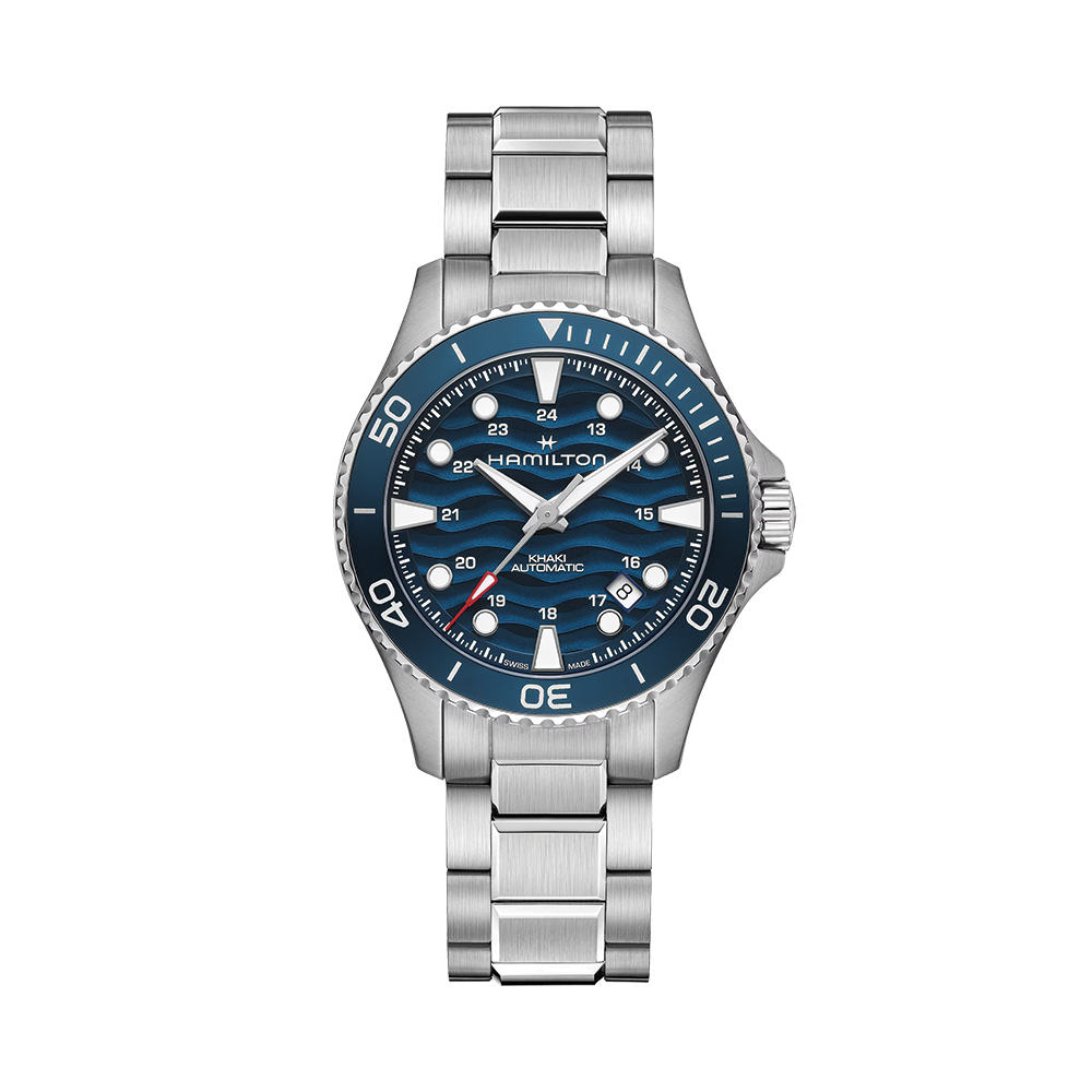 【美品】SATOKA Calla Navy Khaki Navy Scuba Auto 40mm - Blue on Bracelet | Teddy Baldassarre