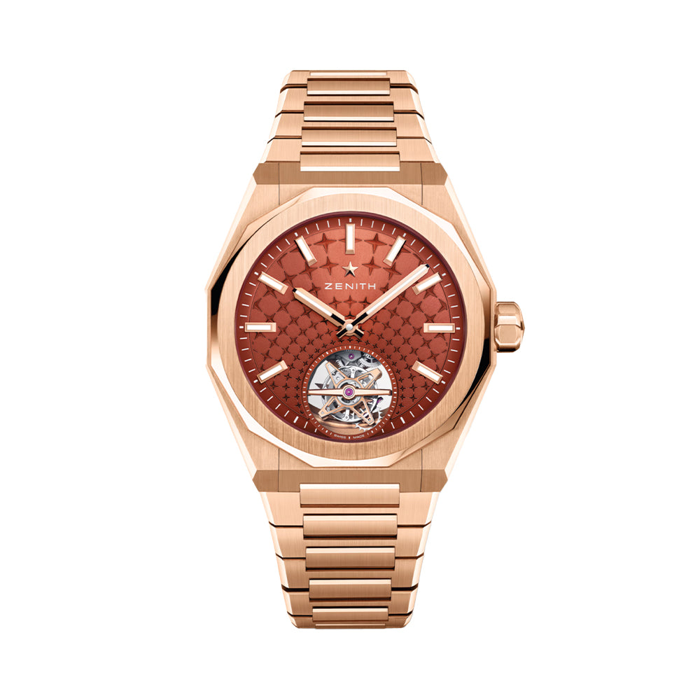 Defy Skyline El Primero Tourbillon Rose Gold 41mm - Red on