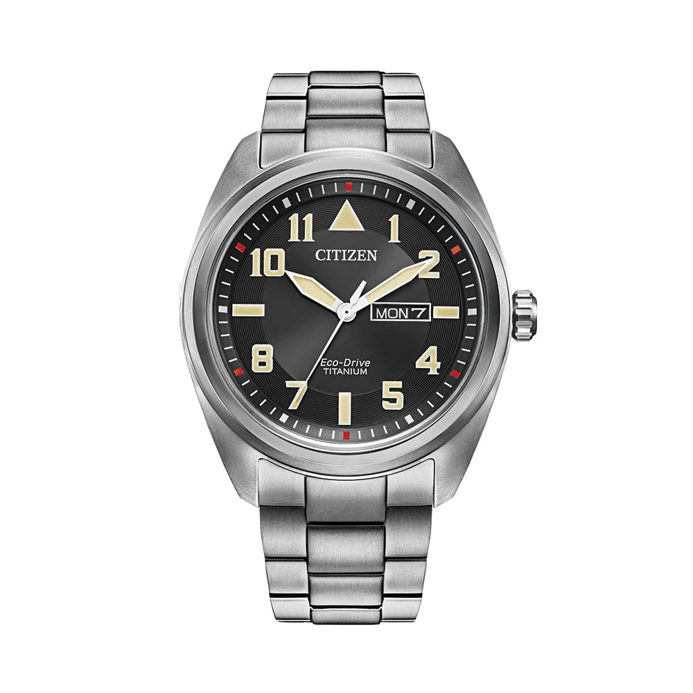 Garrison Eco-Drive Super Titanium 42mm - Black on Bracelet | Teddy