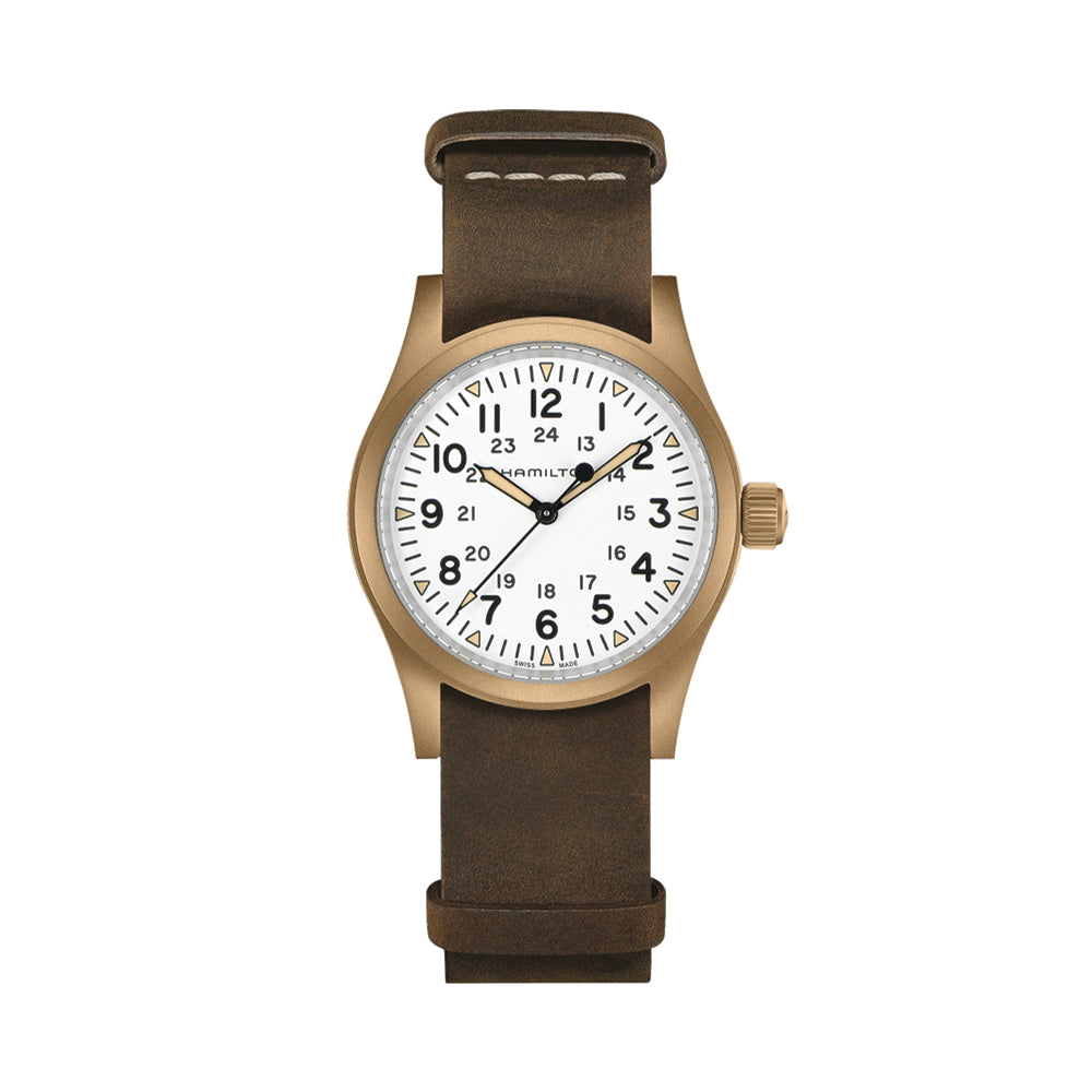 Khaki Field Mechanical 38mm Bronze on Leather Strap Teddy