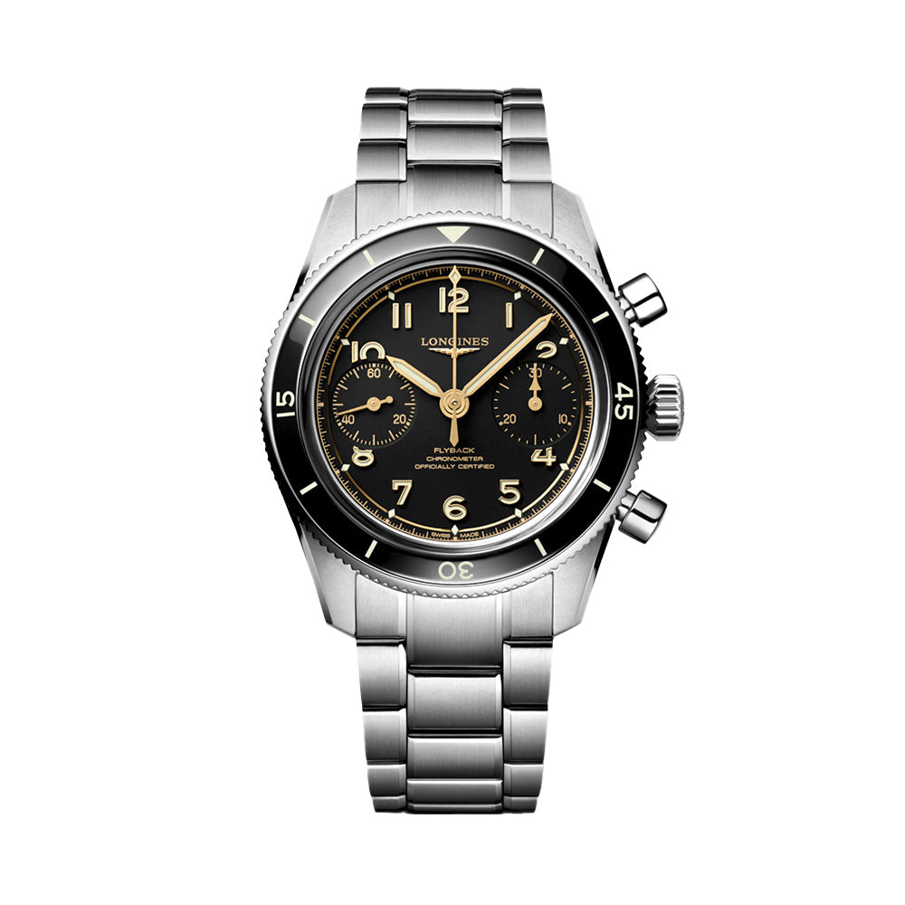 Longines Spirit Pilot Flyback 39.5mm - Black on Bracelet | Teddy
