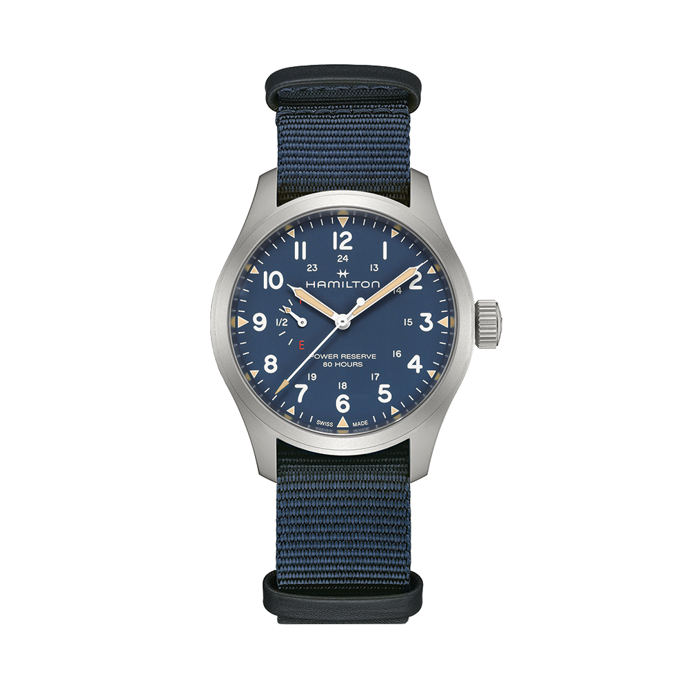 Khaki Field Power Reserve Mechanical 40mm - Blue on Fabric Strap