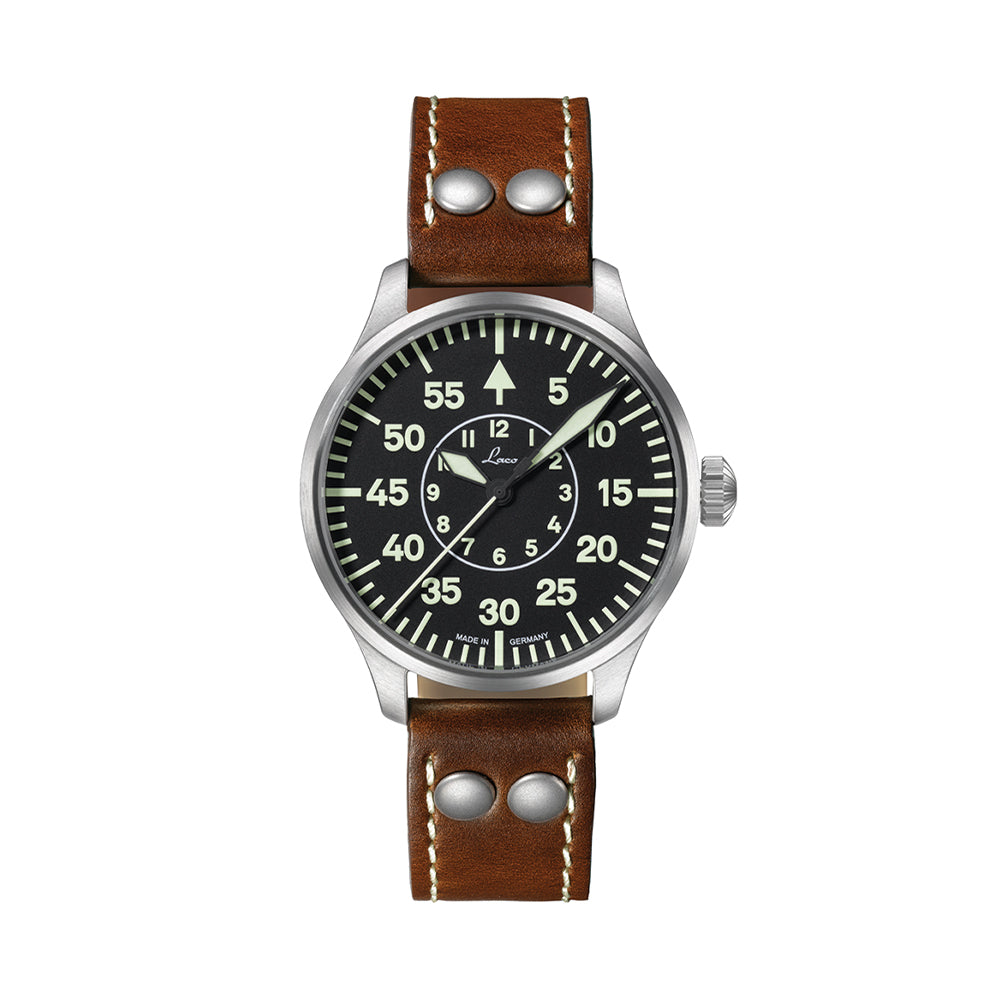 Stainless Steel Laco Aachen Blaue Stunde 39 Pilot Watch Basic