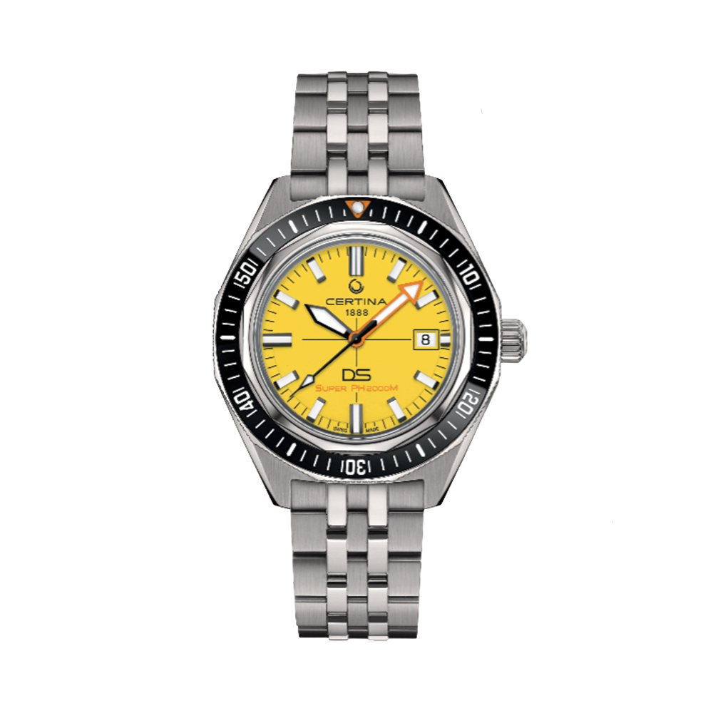 DS Super PH2000M 43mm - Yellow on Bracelet w/ Additional Rubber