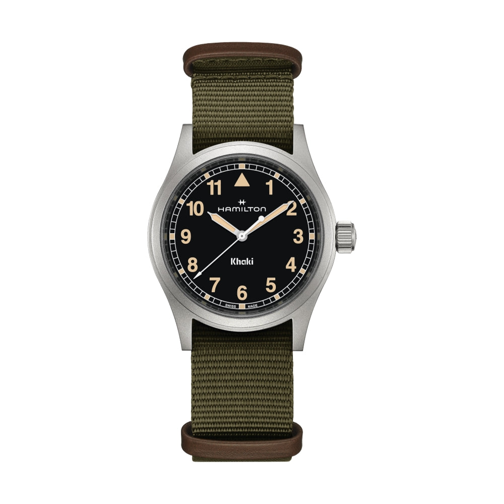 HAMILTON Khaki 腕時計 ブラック Khaki Field Quartz 38mm - Black on One-Piece Textile Strap | Teddy