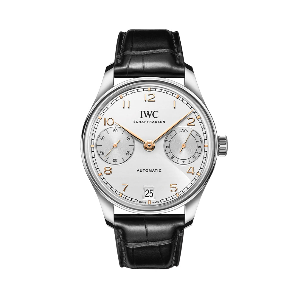 Portugieser Automatic Gold Accents 42mm Silver-Plated on Leather