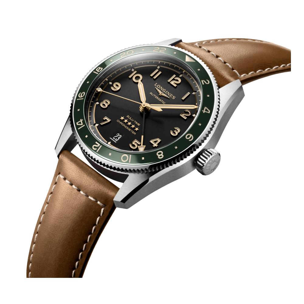 Spirit Zulu Time 39mm Green on Leather Strap