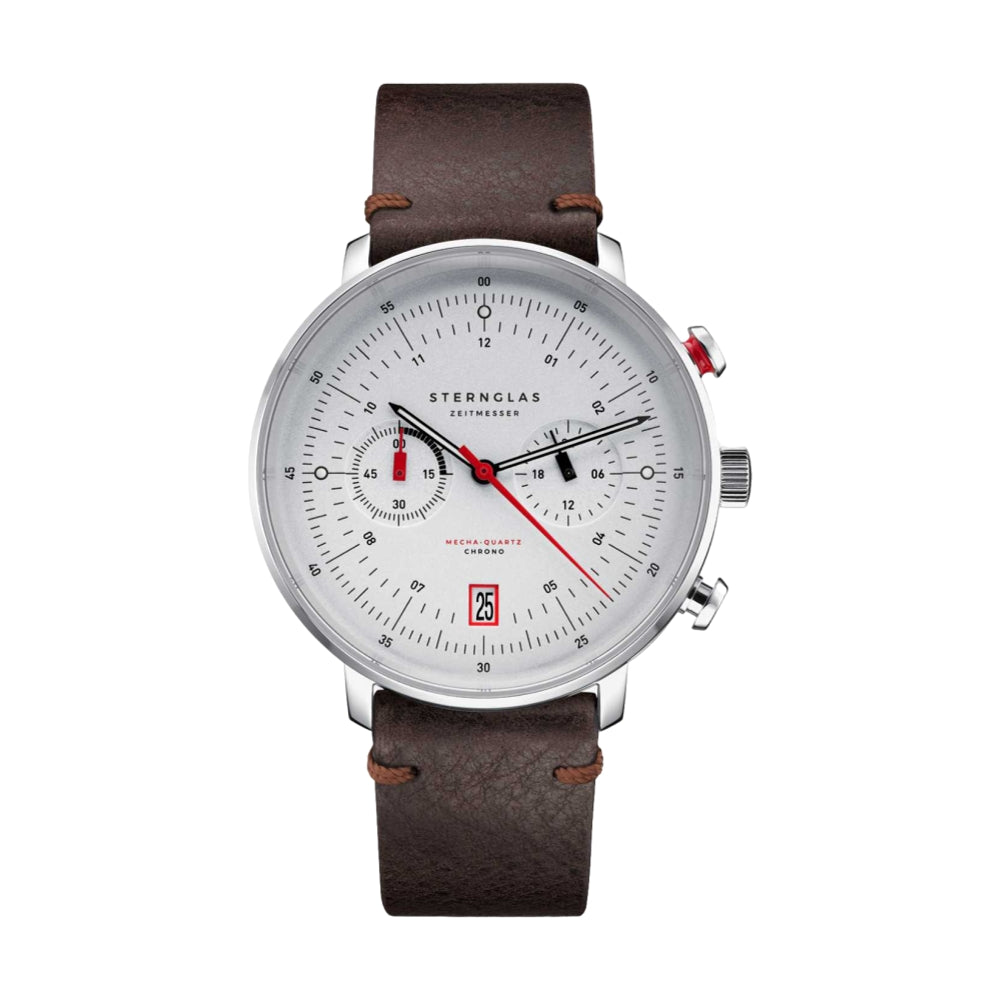 Hamburg Mecha-Quartz Chrono 42mm - Silver on Leather Strap | Teddy