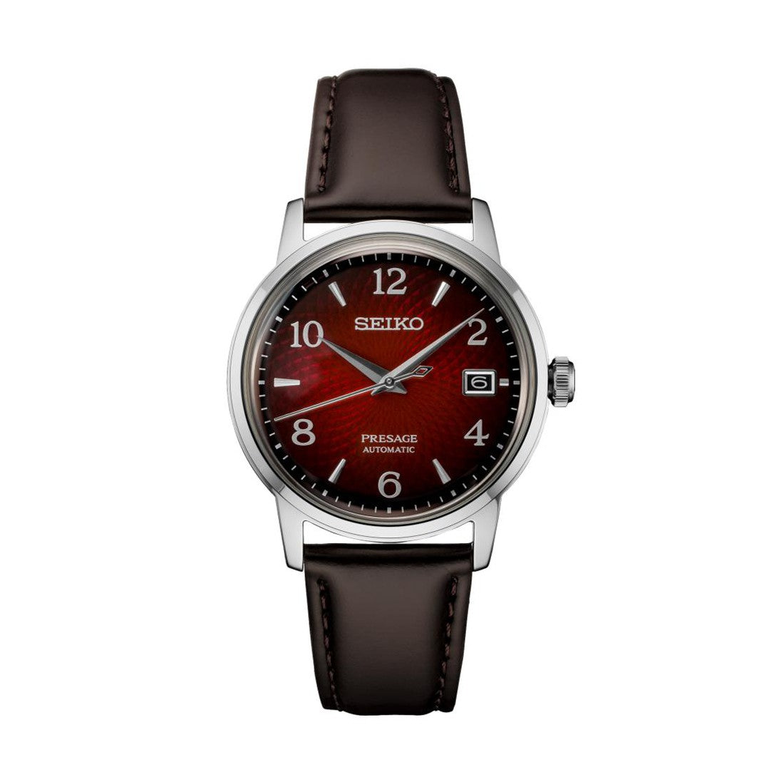 SRPE41 Presage Cocktail Time 38.5mm - Red on Leather Strap | Teddy