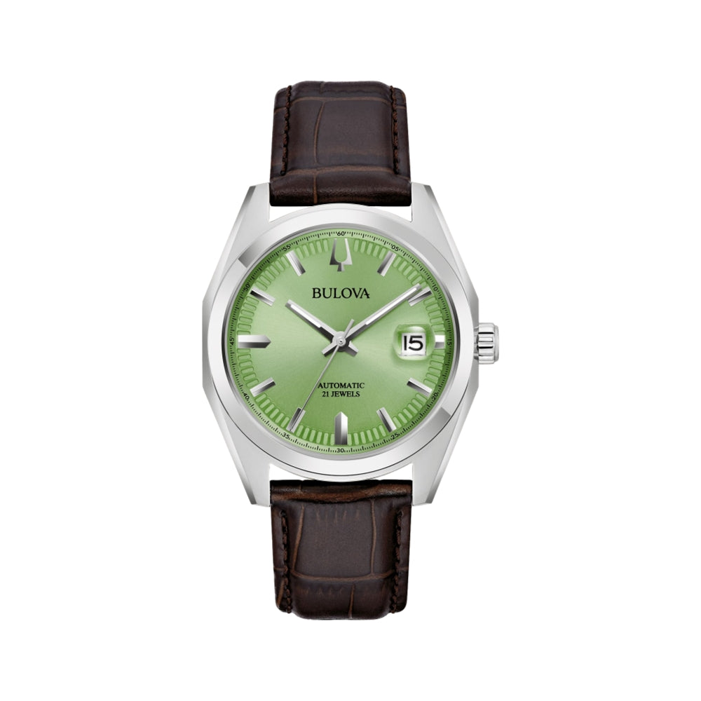 ヴァーティゴ/マーキュリー・イヤーズ Surveyor 39mm - Green on Leather Strap | Teddy Baldassarre