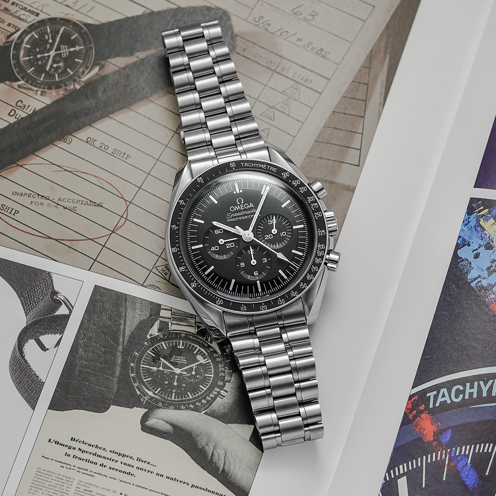 Speedmaster Moonwatch Professional Co-Axial Master Chronometer Chronograph 42 mm Hesalite Crystal, Bracelet