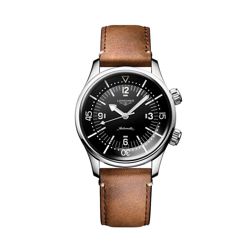 Legend Diver 39mm - Black on Leather Strap | Teddy Baldassarre
