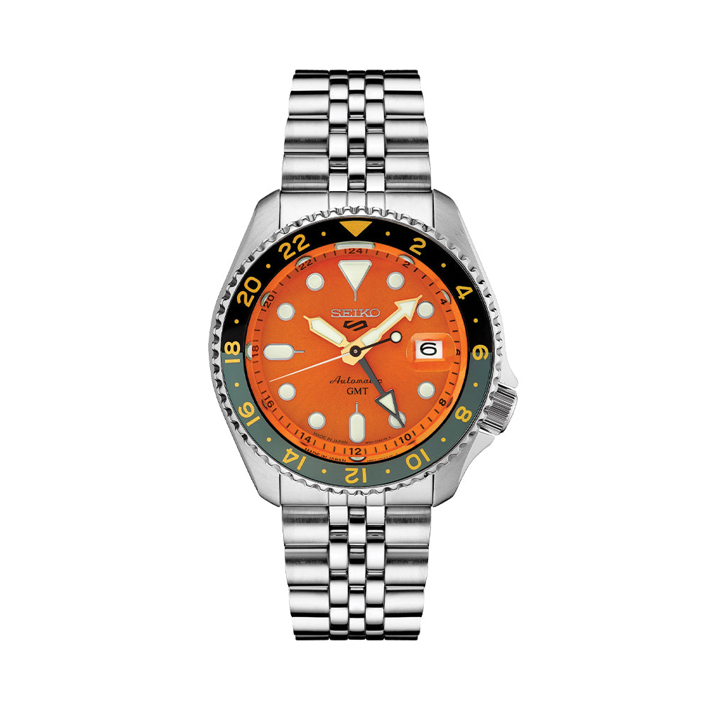 時計 SEIKO 5 Sports GMT SSK005 SSK005 5 Sports GMT 42.5mm - Orange on Bracelet | Teddy