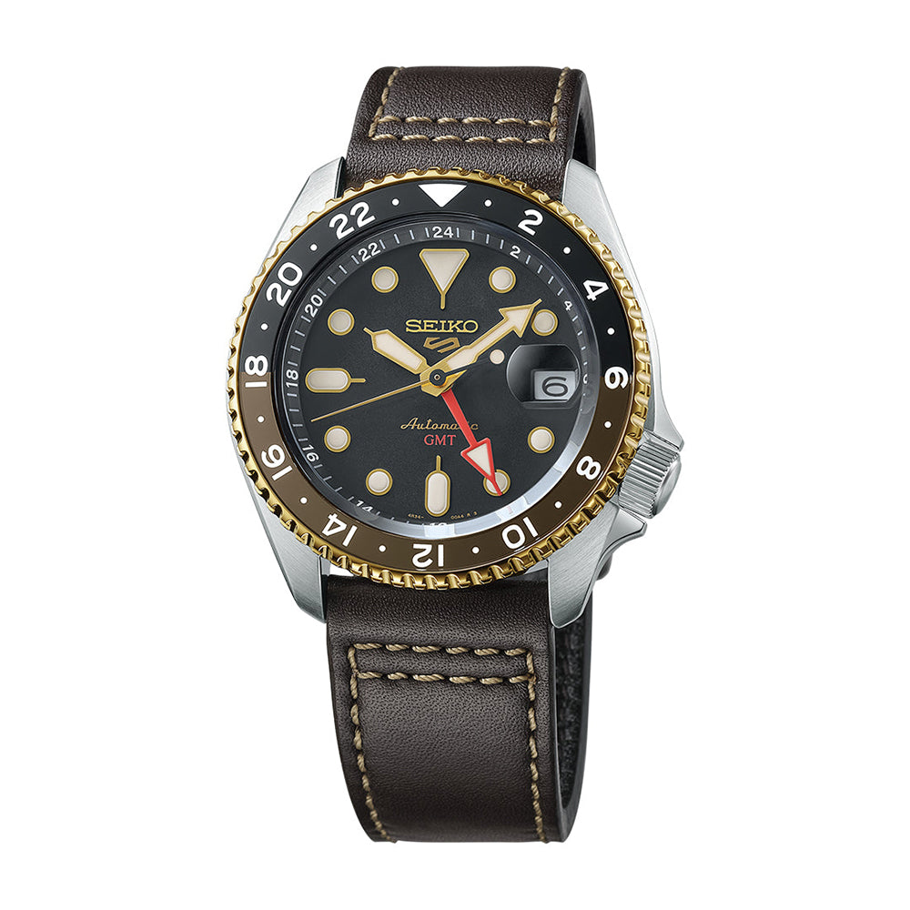 SSK036 Sports SKX GMT Black on Leather Strap Teddy