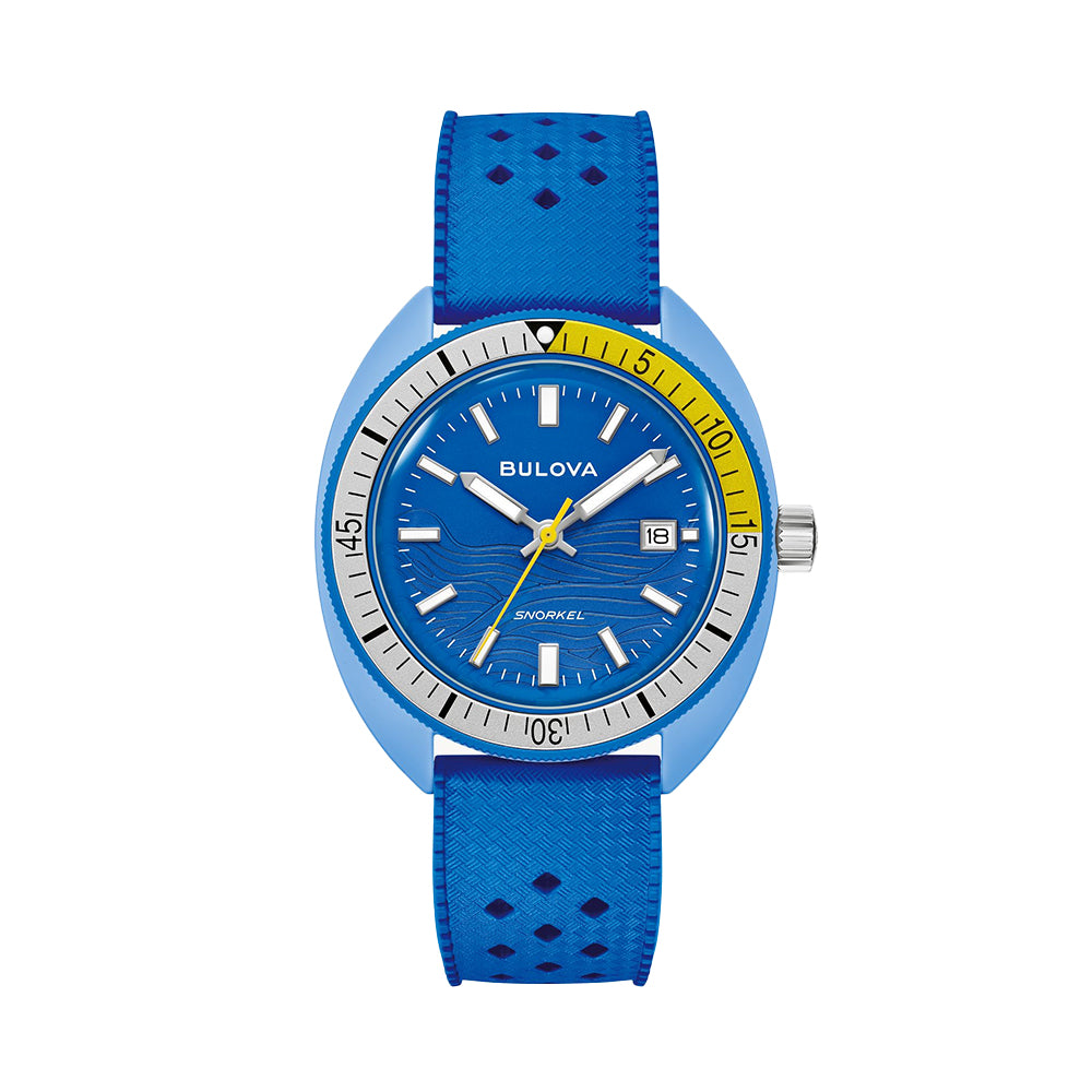 Snorkel Blue Tang Fish 41mm - Blue on Rubber Strap | Teddy Baldassarre