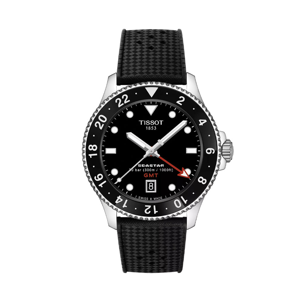 Seastar 1000 GMT Quartz 40mm - Black on Rubber Strap | Teddy