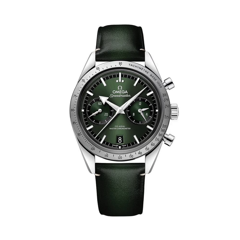 Speedmaster '57 40.5mm - Green on Leather Strap | Teddy Baldassarre
