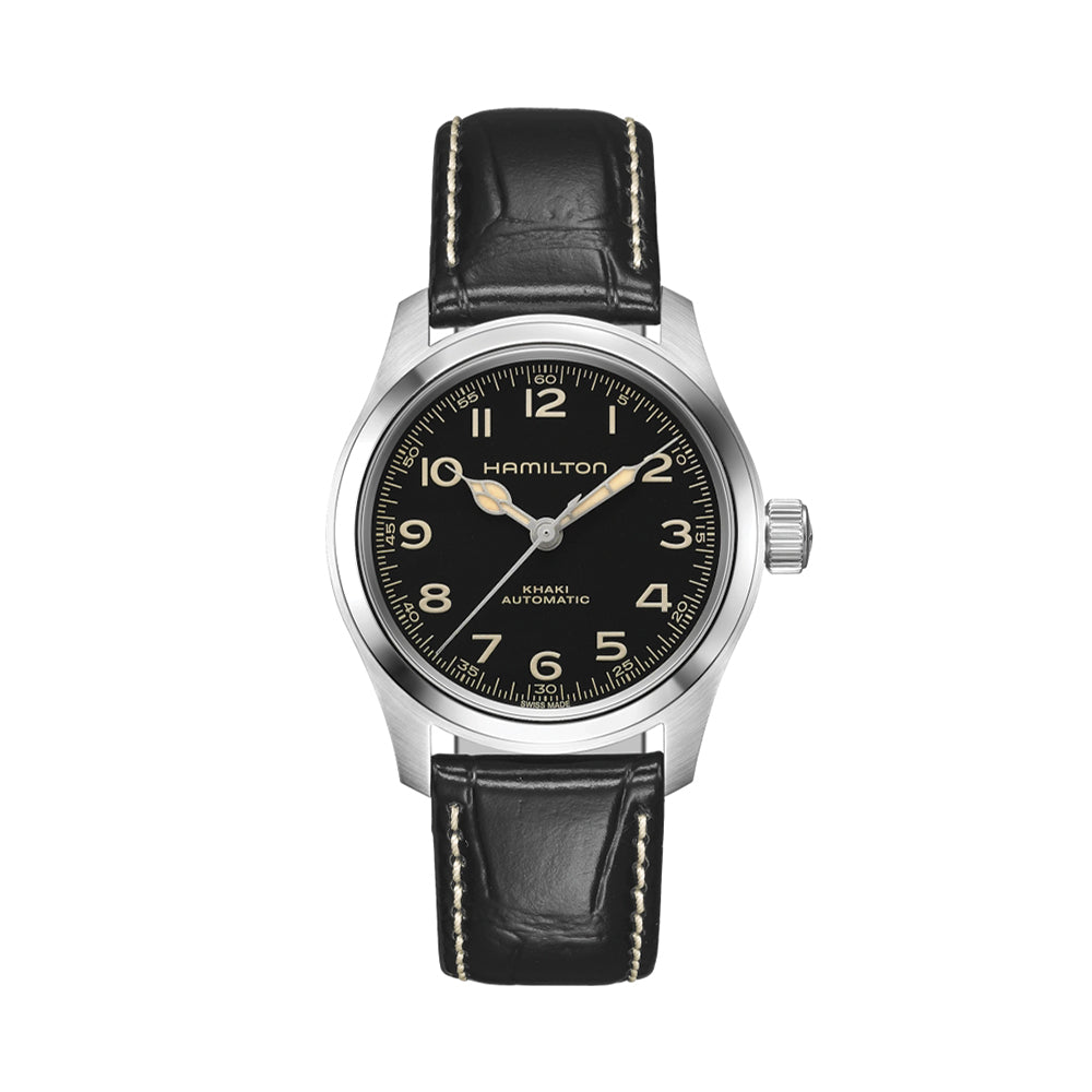 Khaki Field Murph 38mm - Black on Leather Strap | Teddy