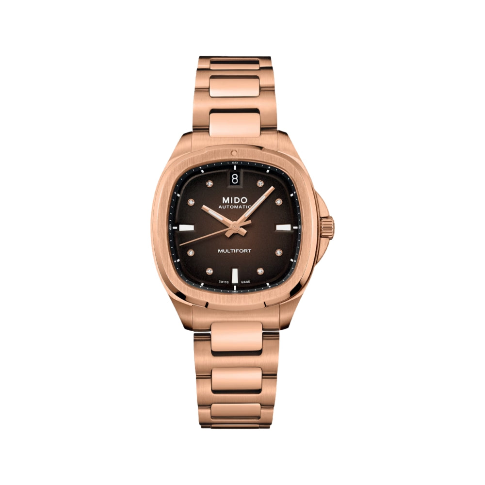 Multifort TV with Diamonds 35mm - Rose Gold PVD on Bracelet