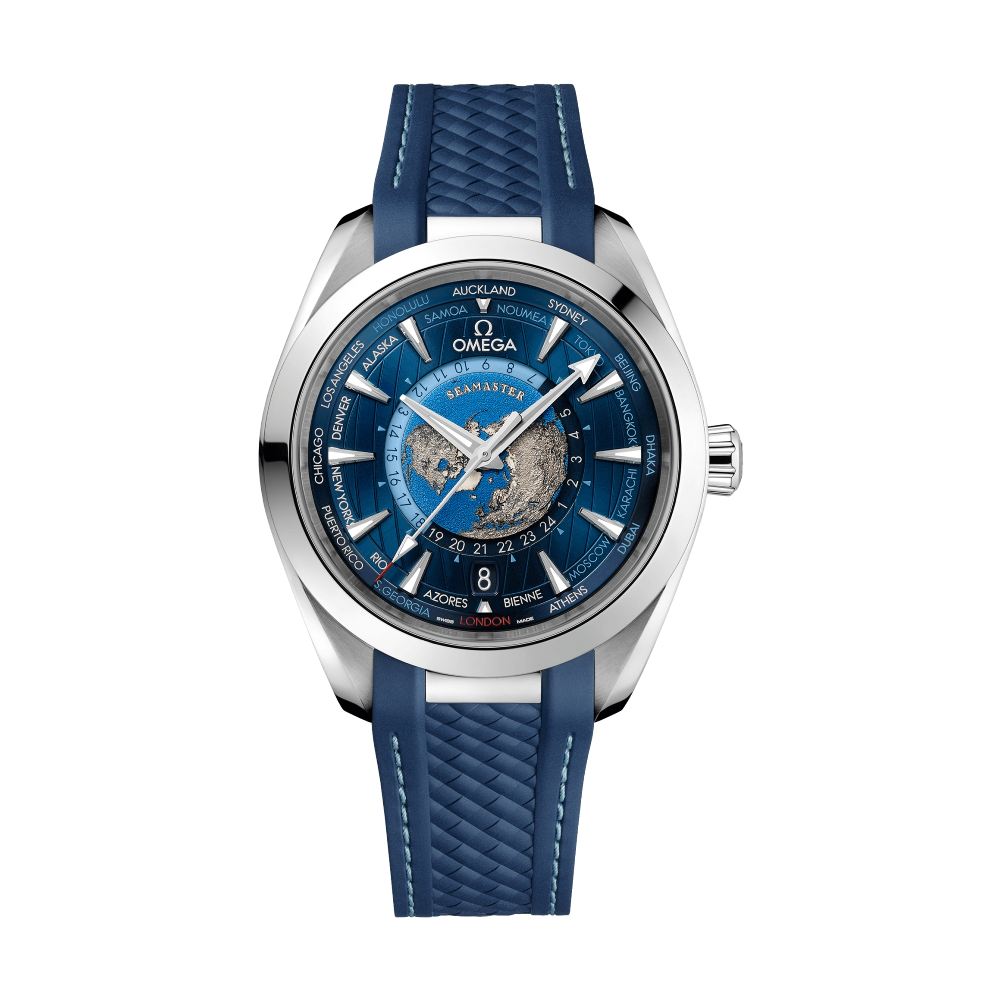 Seamaster Aqua Terra 150M GMT Worldtimer 43mm - Blue on Rubber