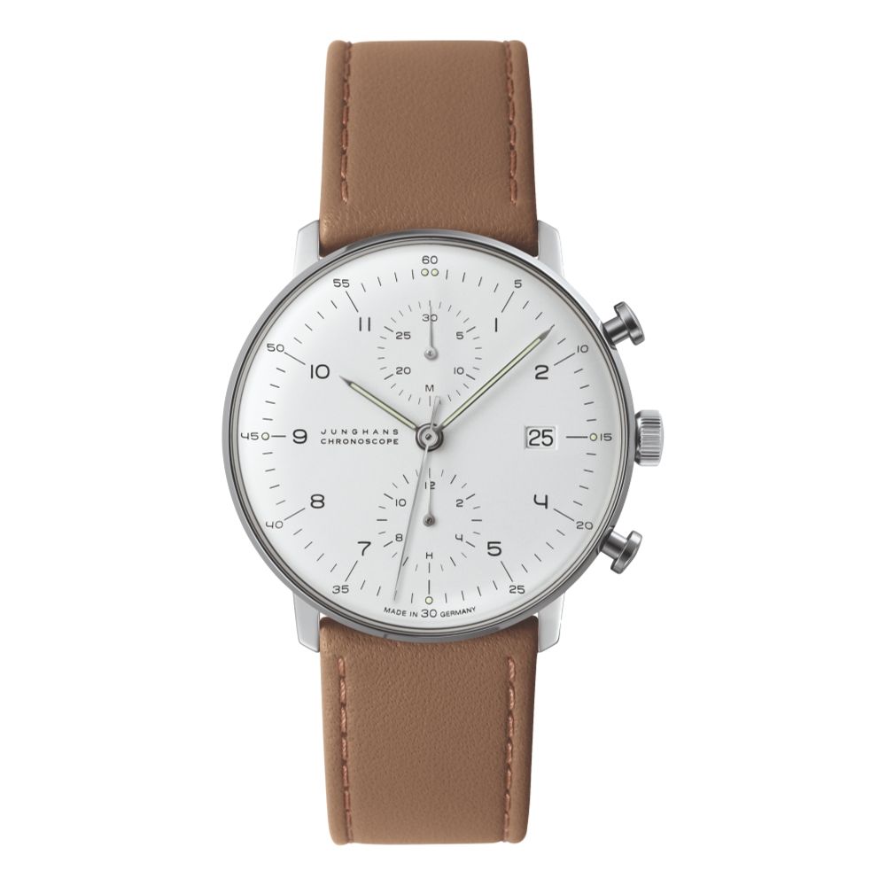 Max Bill Chronoscope Sapphire Crystal Brown Strap Teddy