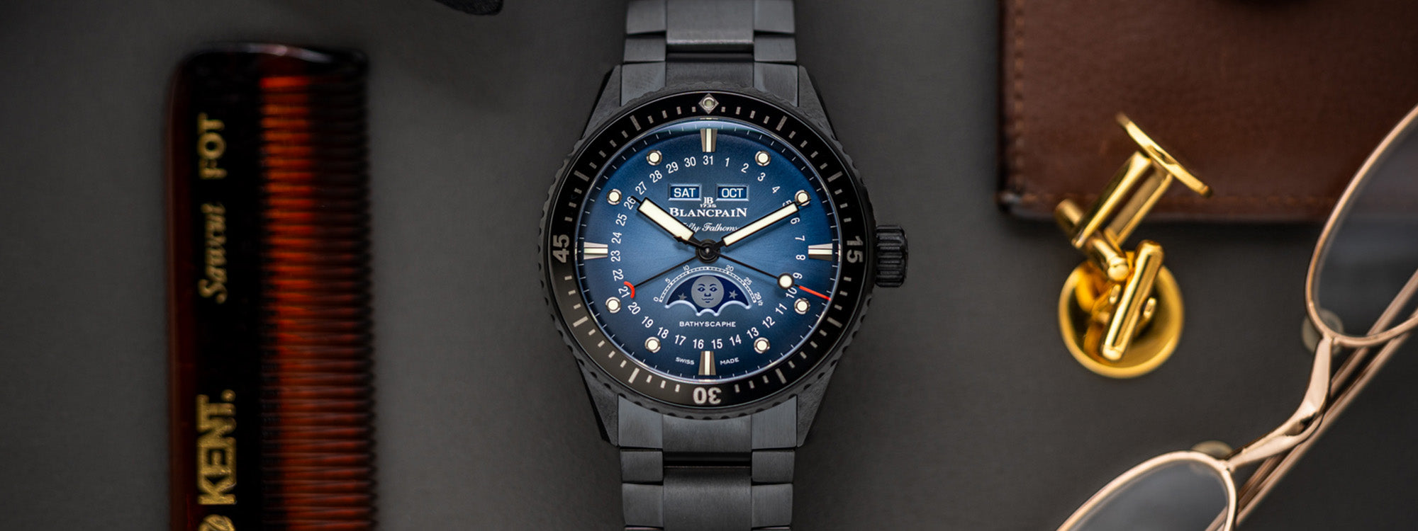 The Blancpain Fifty Fathoms Bathyscaphe Complete Calendar Moonphase Now Has a Ceramic Case & Bracelet