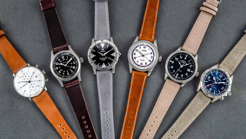backpacking watch leather wristband Pueblo Quick Release Band tanned leather watch band with a soft calf lining and quick JewelryWe Backpack Clip-on FOB Watches: