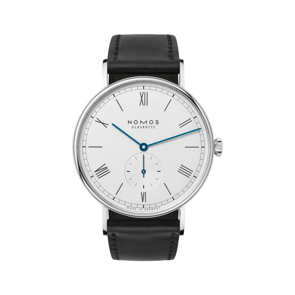 美品　ノモス（NOMOS）Ludwig 38 ローマ数字 Ludwig 38mm - White Silver-Plated on Leather Strap - Teddy Baldassarre