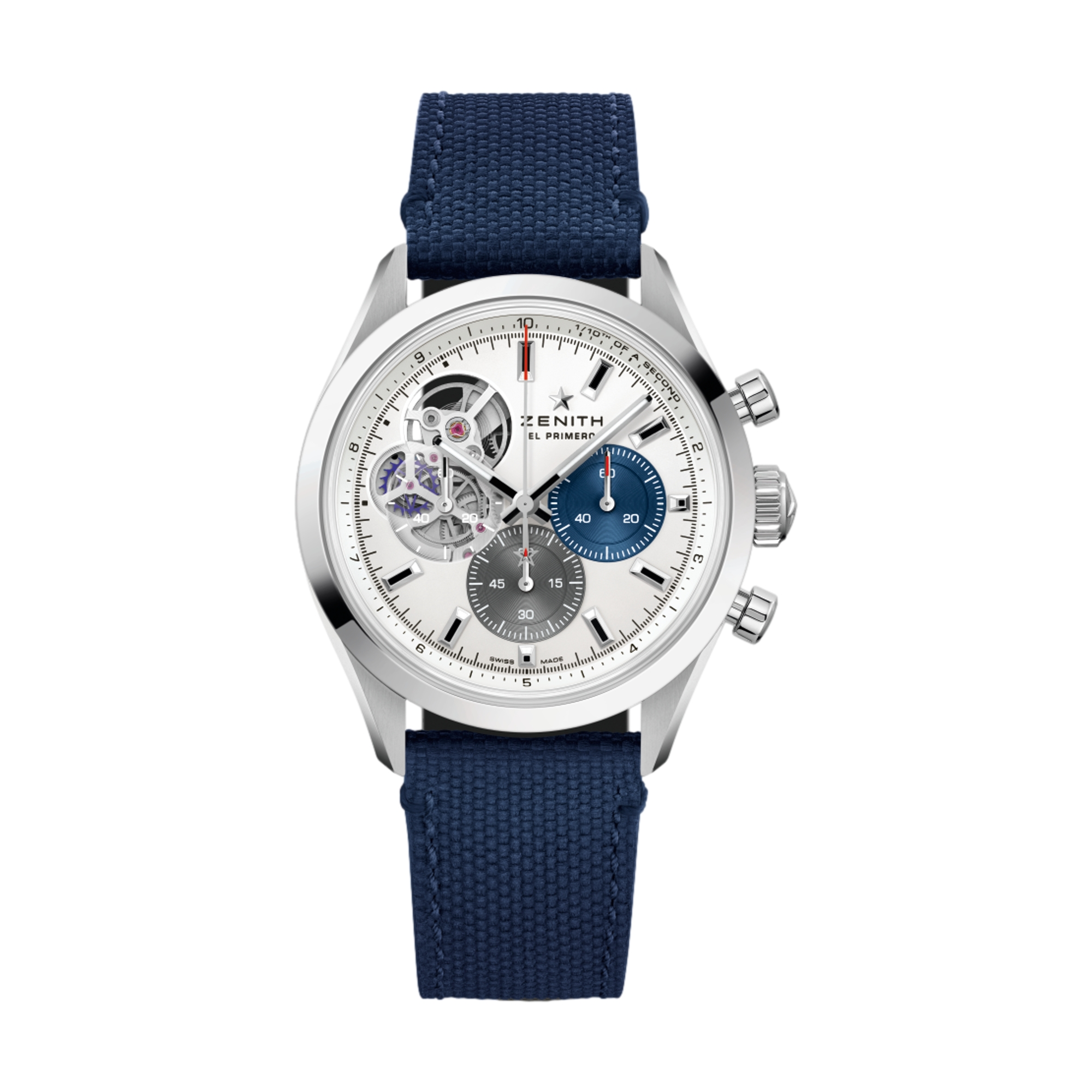 Chronomaster Open - White, Blue Rubber Strap | Teddy Baldassarre