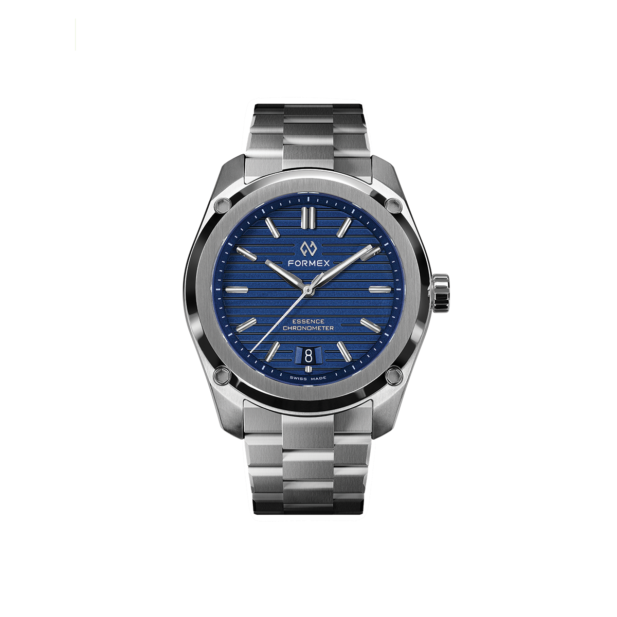 Formex Essence Automatic COSC 39mm watch with blue dial and stainless steel bracelet