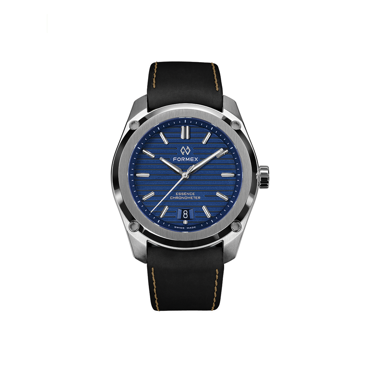 Formex Essence Automatic COSC 39mm blue dial watch with black leather strap