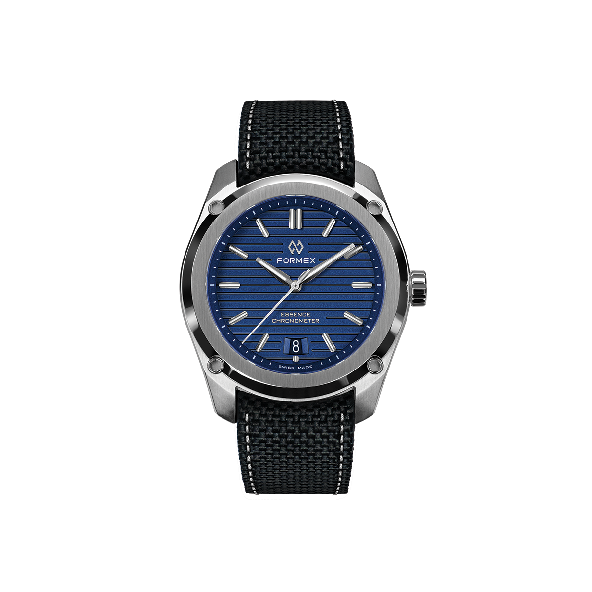 Essence Automatic COSC 39mm watch with blue dial and black woven strap