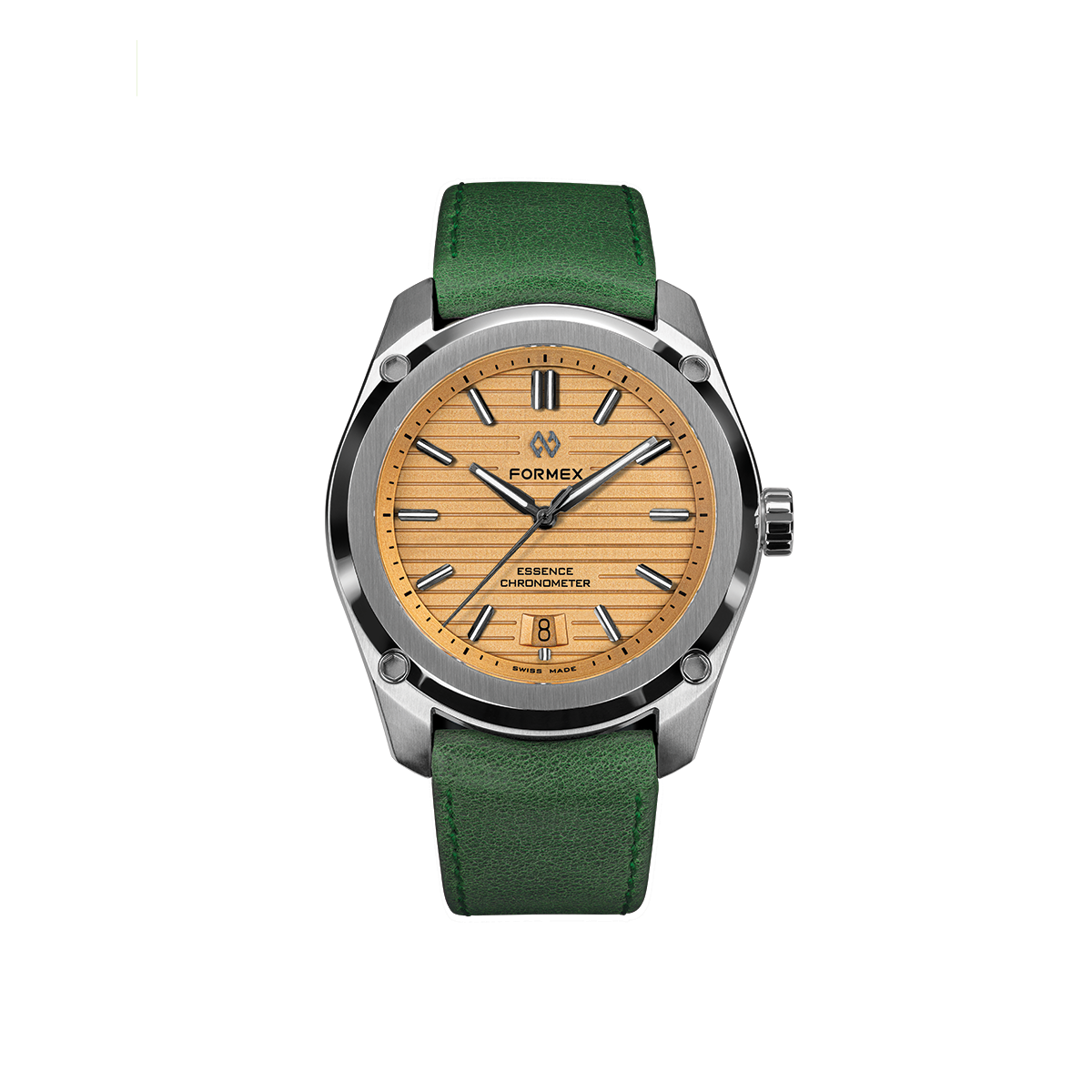 Essence Automatic COSC 39mm Radiant Bronze watch with bronze dial and green leather strap