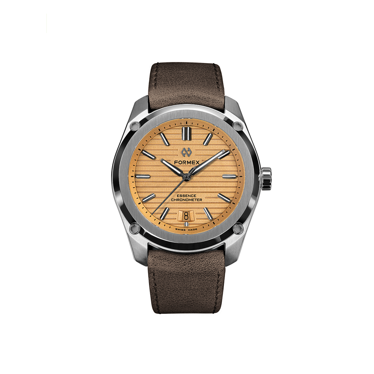 Essence Automatic COSC 39mm Radiant Bronze watch with brown leather strap