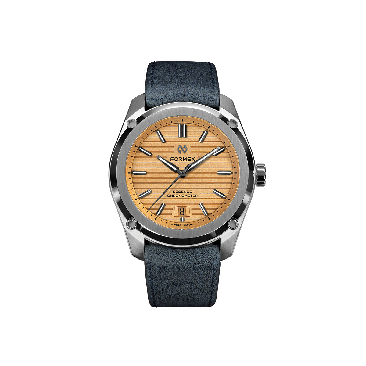 Essence Automatic COSC 39mm watch with a bronze dial and blue leather strap