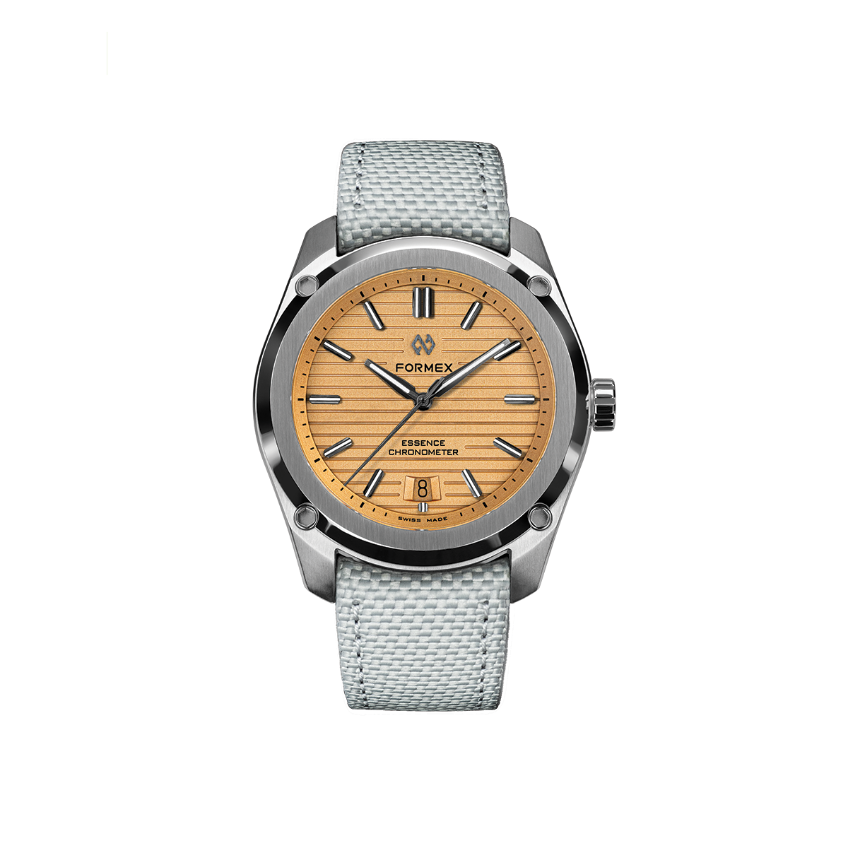 Essence Automatic COSC 39mm watch with bronze dial and light gray woven strap