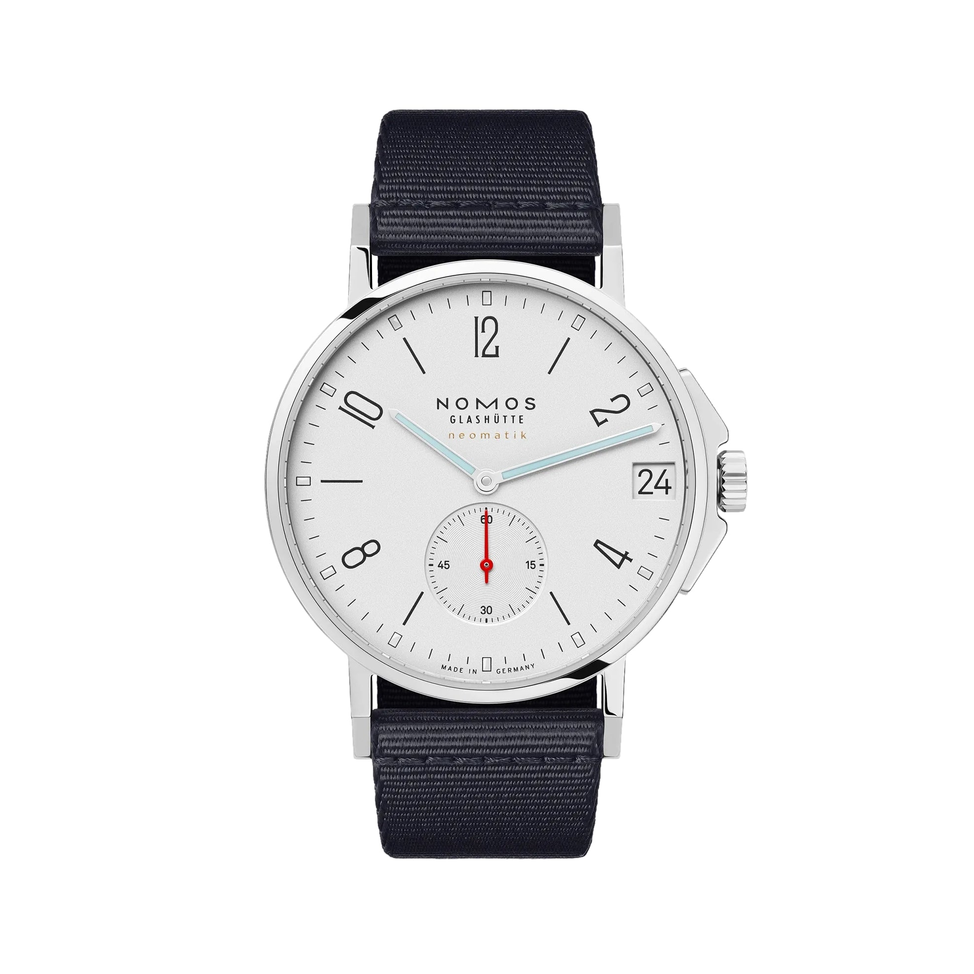 Ahoi Neomatik Sapphire Back 38mm - White Silver-Plated on Fabric