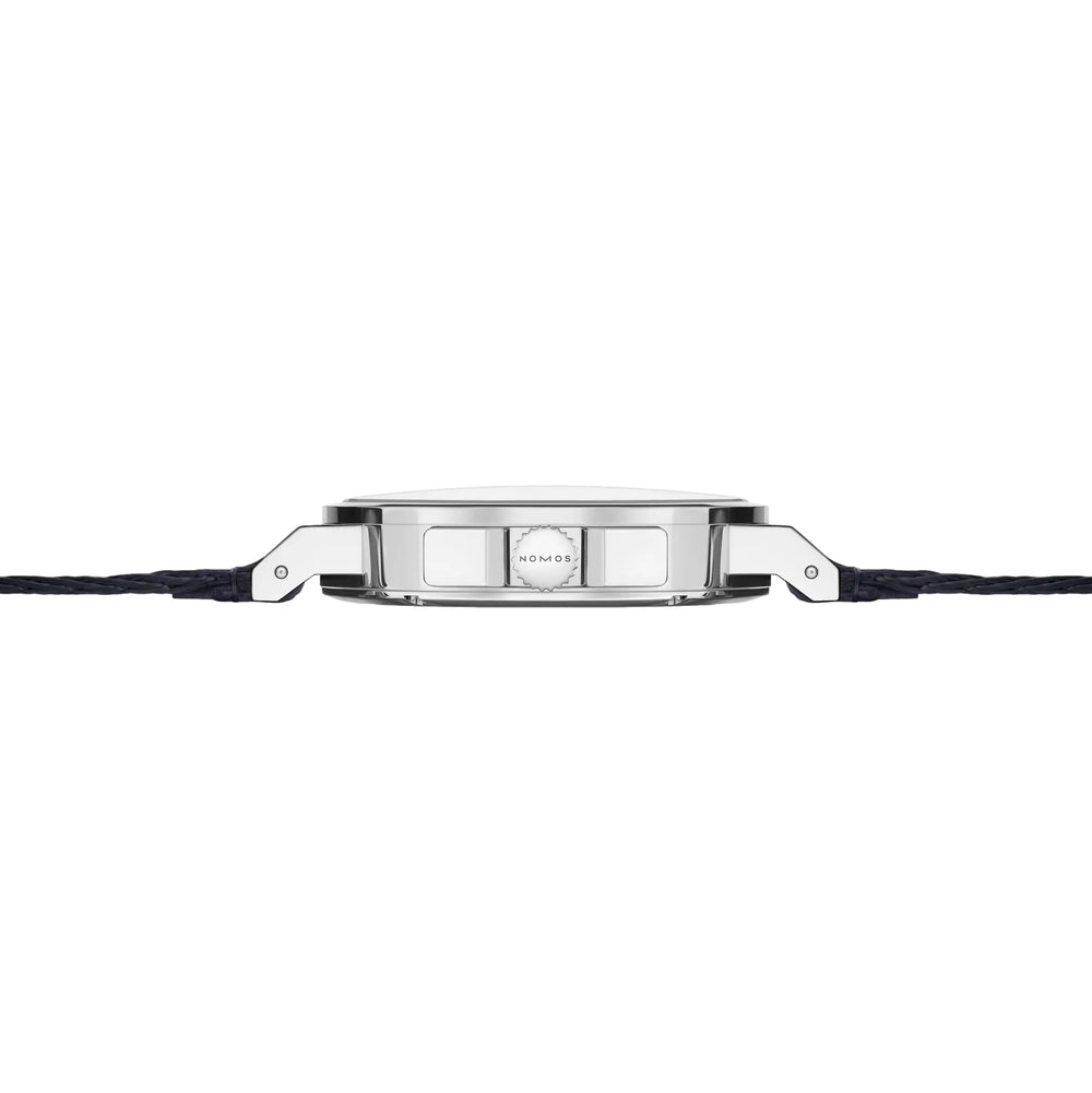Ahoi Neomatik Sapphire Back 38mm - White Silver-Plated on Fabric Strap