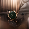 Senator Aventurine Red Gold 40mm - Green on Leather Strap