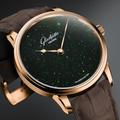 Senator Aventurine Red Gold 40mm - Green on Leather Strap