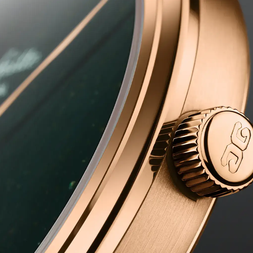 Senator Aventurine Red Gold 40mm - Green on Leather Strap