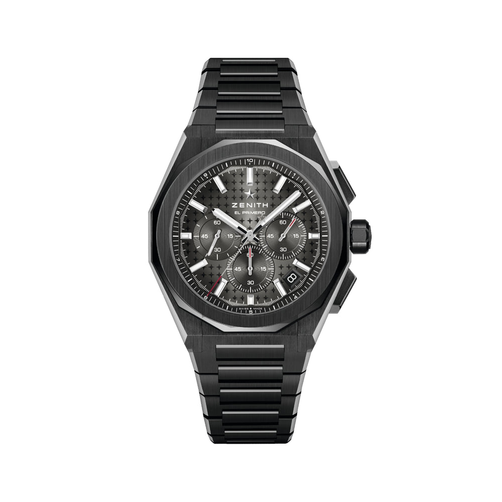 Defy Skyline Chronograph Ceramic 42mm - Black-Toned on Bracelet w/ Extra Rubber Strap