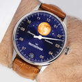 Lunascope 40mm - Sunburst Blue and Gold on Leather Strap