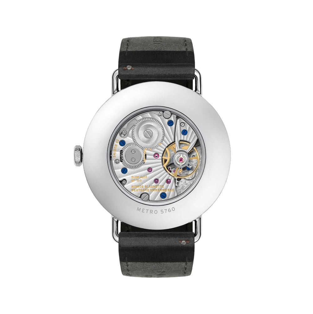 Metro Date 38mm - White Silver-Plated on Leather Strap