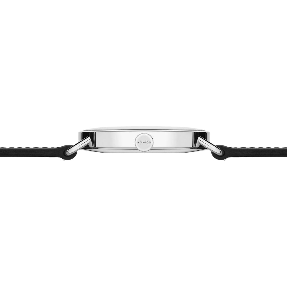 Metro Date 38mm - White Silver-Plated on Leather Strap