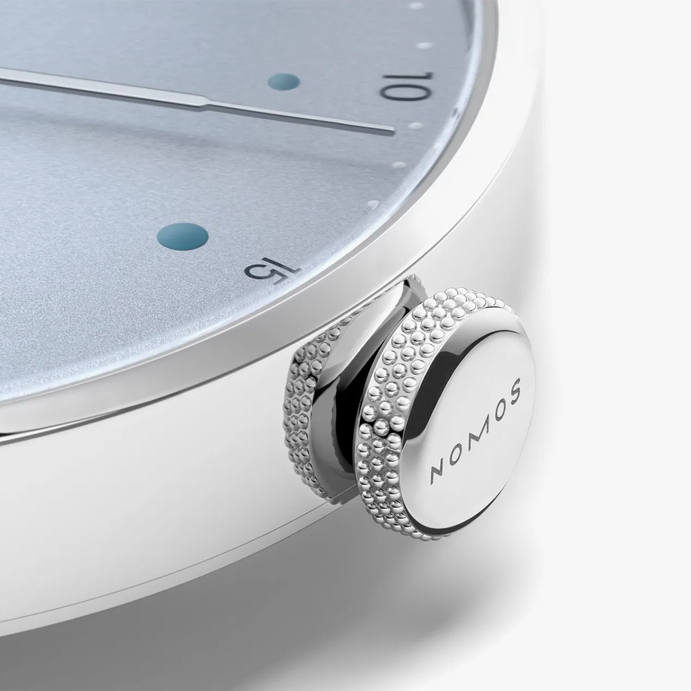 Metro Date Power Reserve 37mm - Ice Blue on Leather Strap
