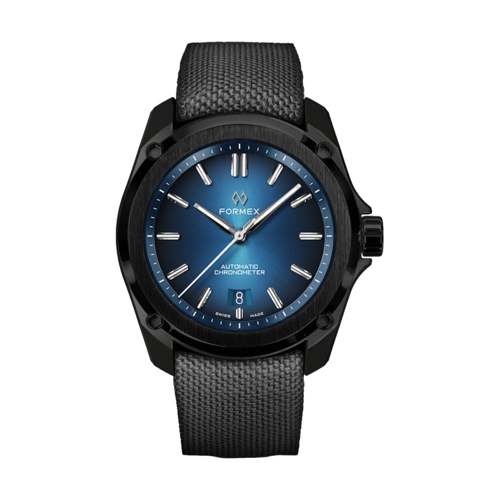 Formex Essence Leggera Automatic Chronometer 41mm blue dial with dark gray fabric strap